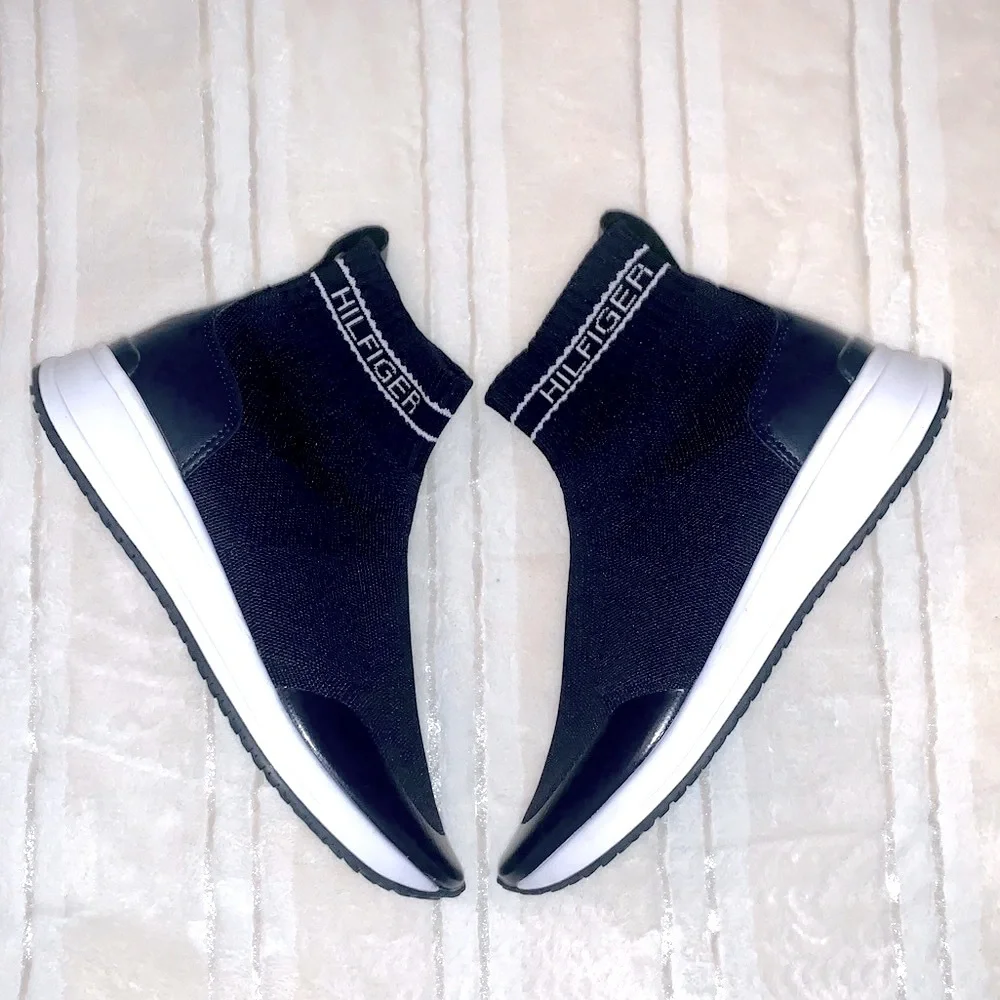 Tommy Hilfiger Athletic High-Top Sock Sneakers (Navy Blue)